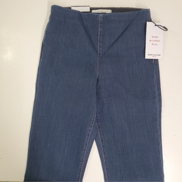 Skinnygirl High Rise Beverly Hills Pull-On Flare Dark Blue Jeans - Picture 6 of 9